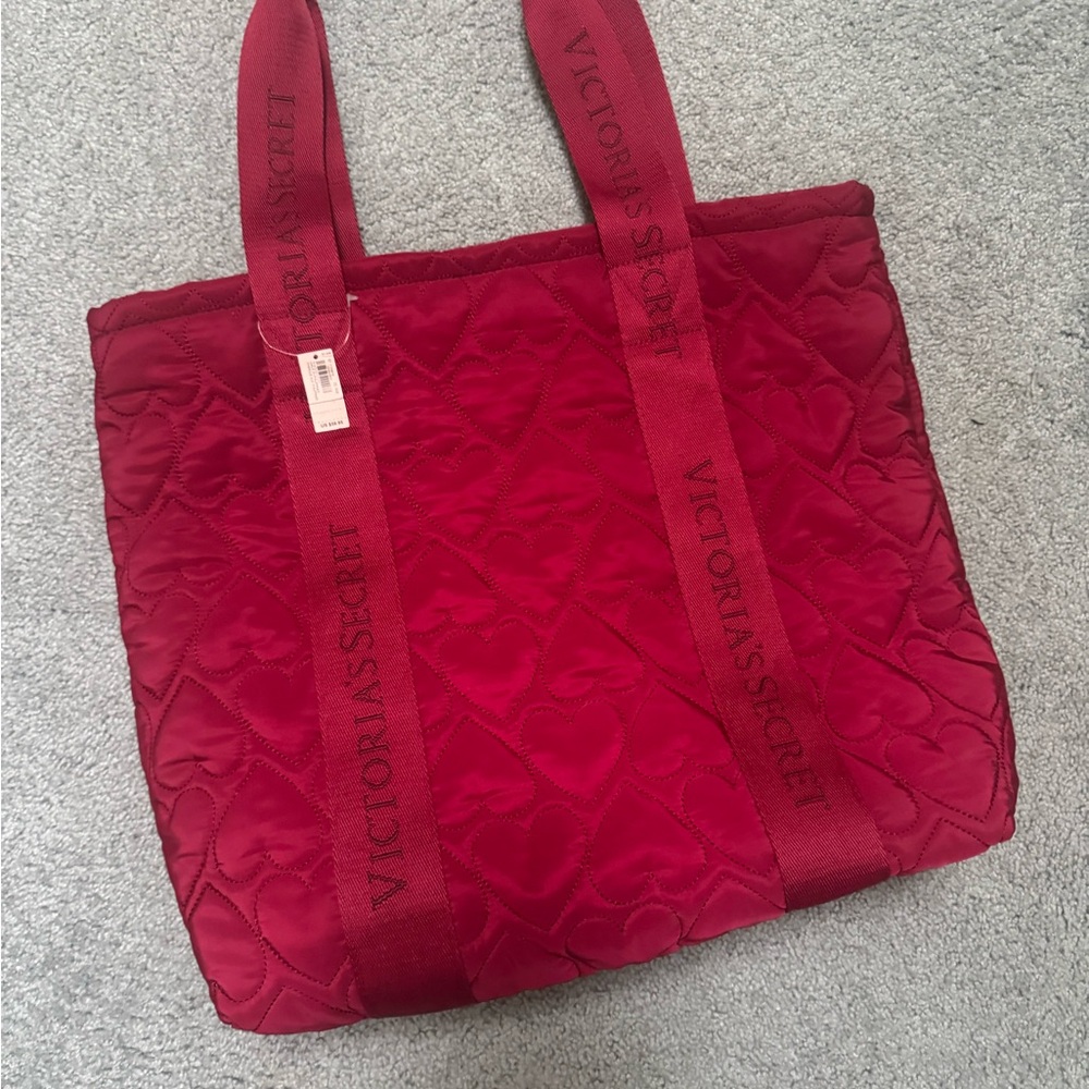 Victoria's Secret Red Quilted Tote Bag